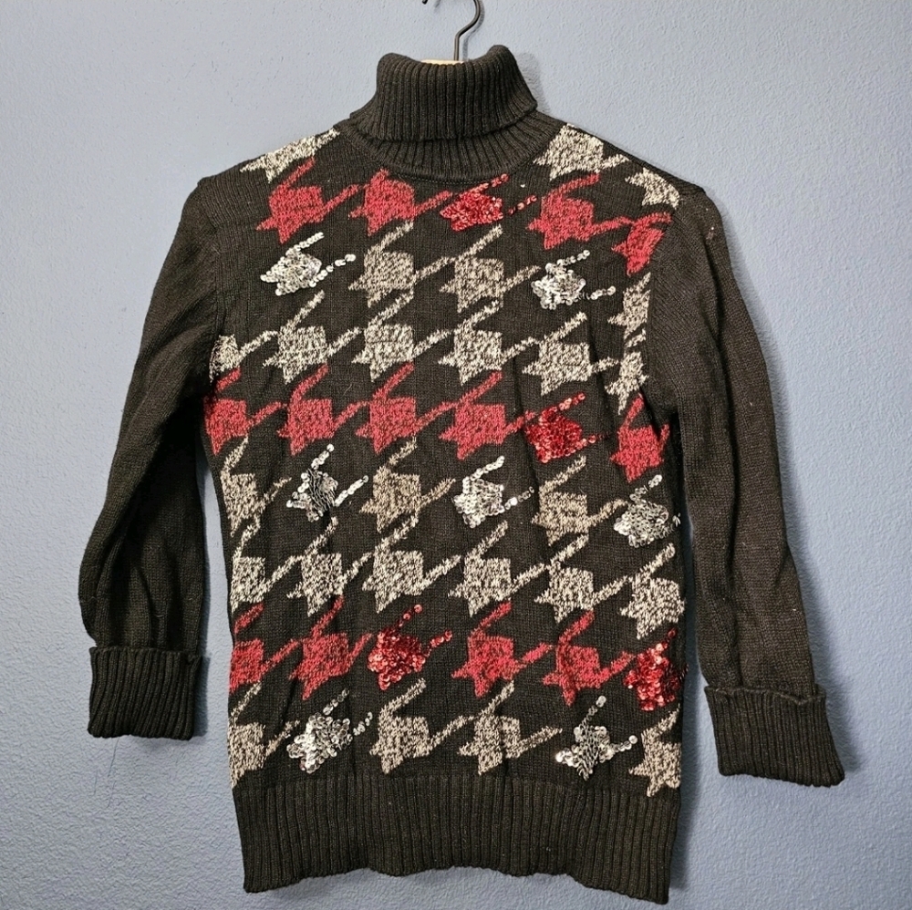Vintage Kathie Lee • Houndstooth‎ Sequin Sweater